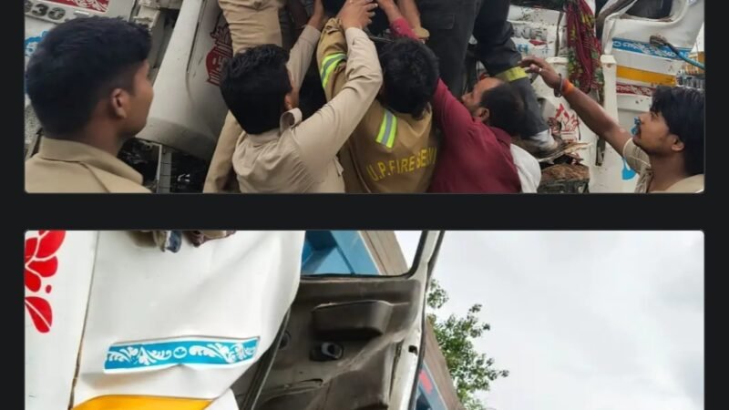 कानपुर में डंपरों की जोरदार भिड़ंत में चालक की मौत एक गंभीर