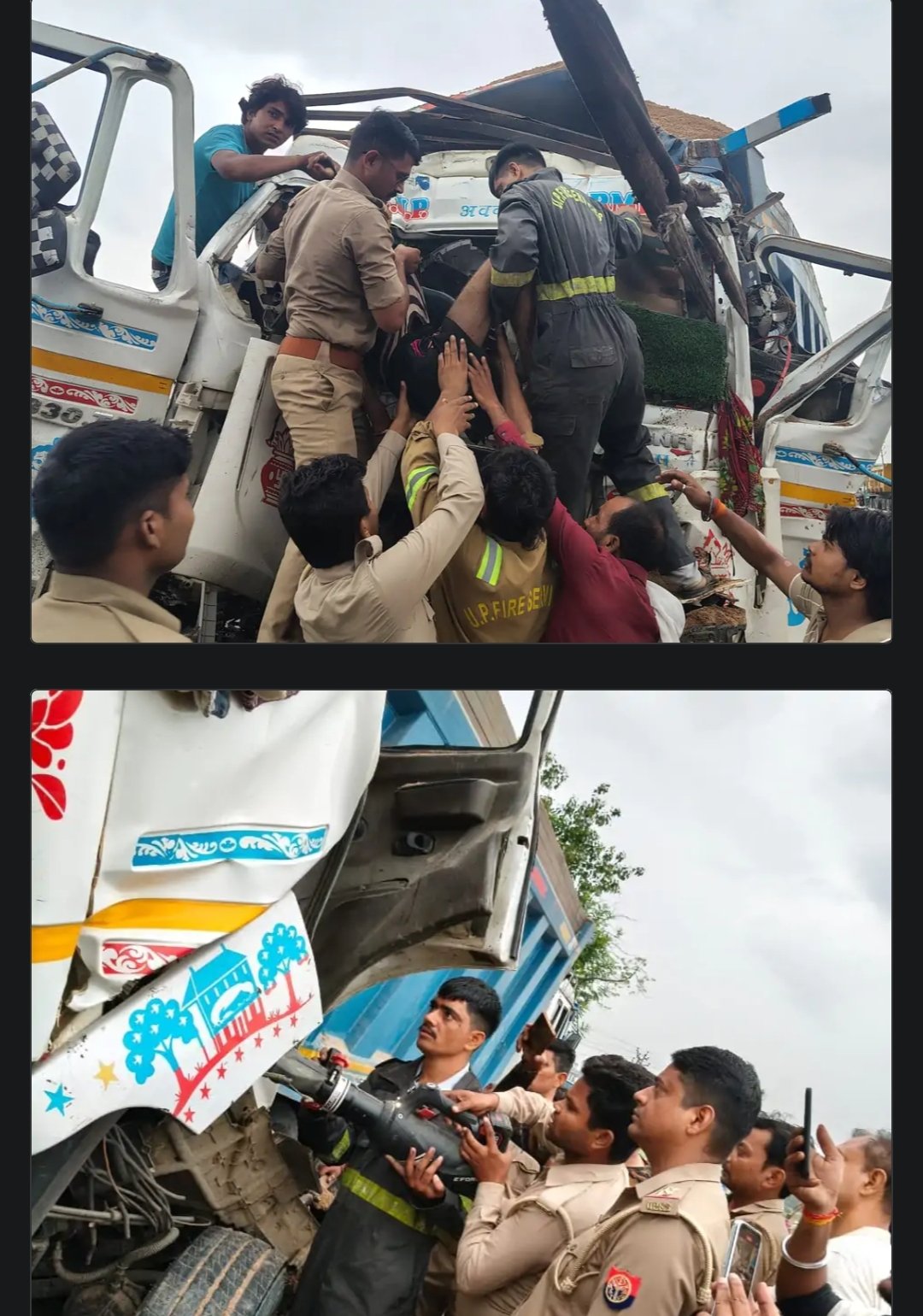 कानपुर में डंपरों की जोरदार भिड़ंत में चालक की मौत एक गंभीर