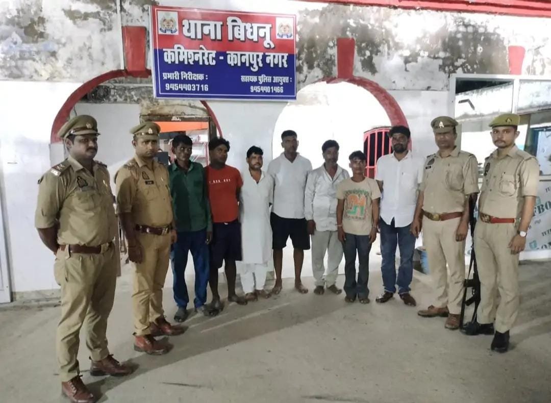 नमक फैक्ट्री के पास जुआ खेलते सात गिरफ्तार
