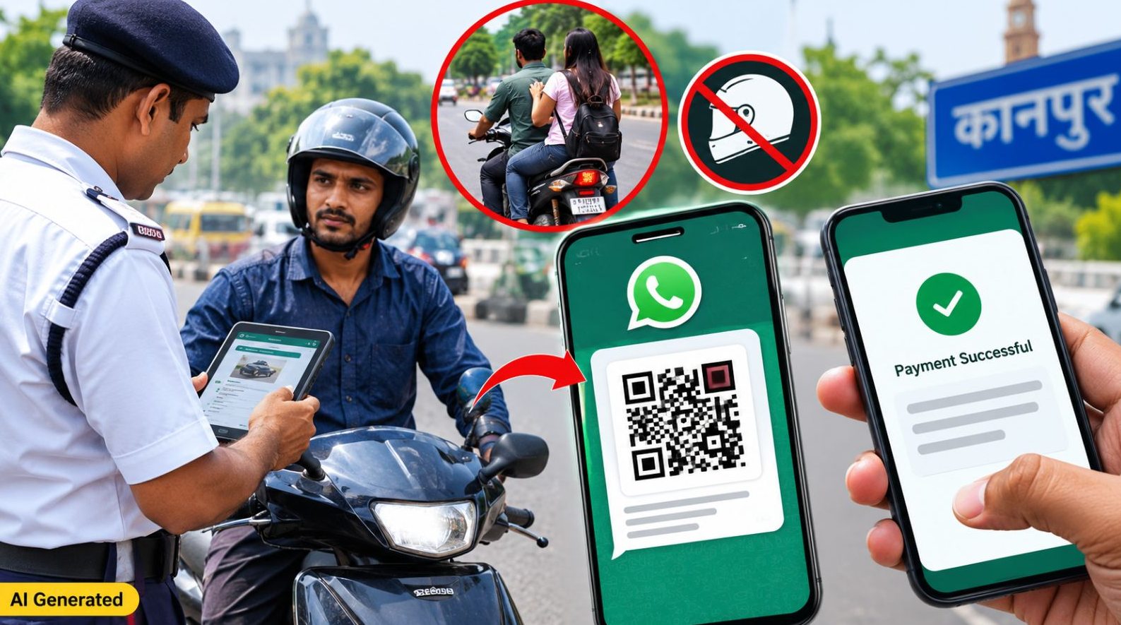 ई-चालान एप अपडेट, अब पीछे बैठे बिना हेलमेट सवारी पर भी कार्रवाई