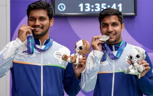 एशियन गेम्स- भारत को 6 मेडल, शूटिंग में 5 आए:हिमांशु-रुद्रांश को मेंस 10 मीटर राइफल में सिल्वर-ब्रॉन्ज; मिक्स्ड मार्शल आर्ट्स में पहली बार मेडल