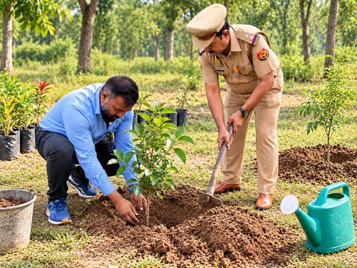 विजयादशमी पर 51 पौधे रोपकर दिया हरियाली का संदेश