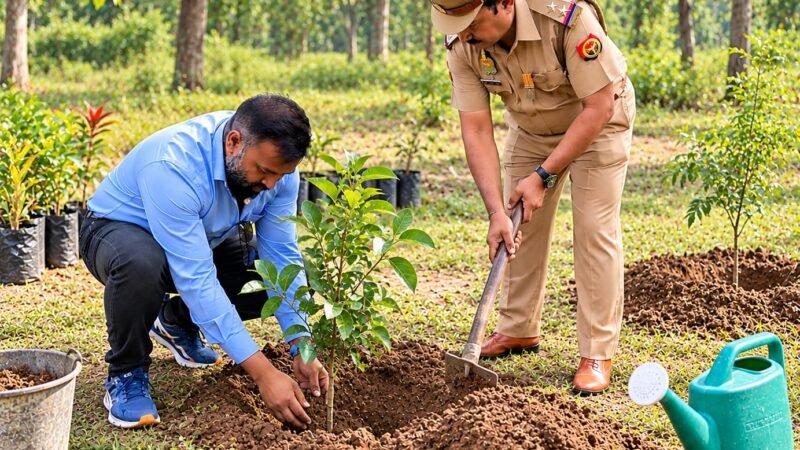 विजयादशमी पर 51 पौधे रोपकर दिया हरियाली का संदेश