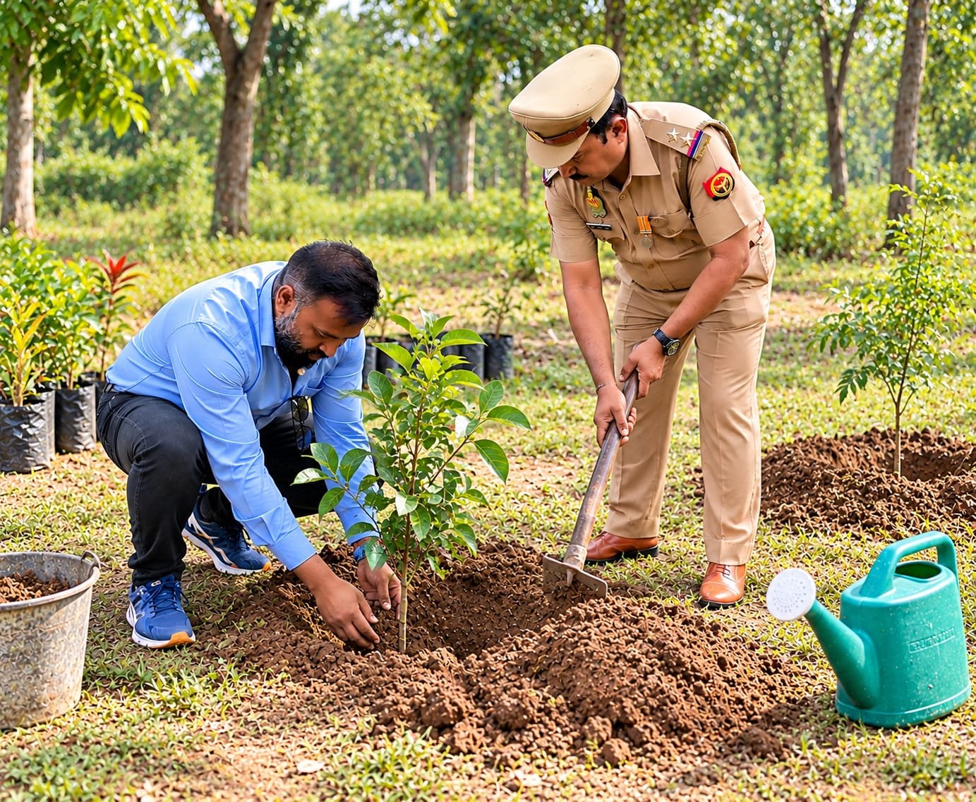 विजयादशमी पर 51 पौधे रोपकर दिया हरियाली का संदेश