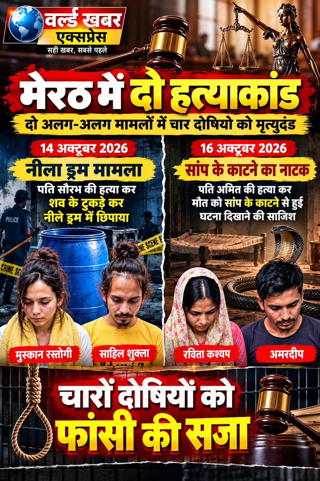रिश्तों का कत्ल और इंसानियत पर सवाल: मेरठ की दो घटनाओं ने समाज को झकझोरा