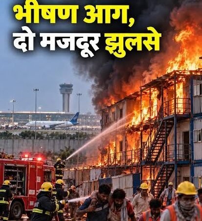 एयरपोर्ट परिसर की लेबर कॉलोनी में भीषण आग, दो मजदूर झुलसे