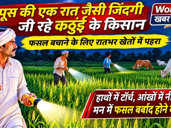 पूस की एक रात जैसी जिंदगी जी रहे कठुई के किसान, फसल बचाने के लिए रातभर खेतों में पहरा