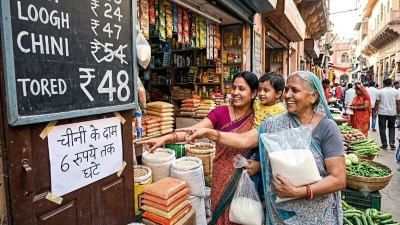 शक्कर के दाम में बड़ी गिरावट, थोक भाव 6 रुपये किलो घटे; फुटकर में 62 रुपये पहुंचा भाव