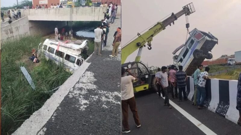 राजस्थान- मिनी बस एक्सप्रेसवे से नाले में गिरी, 8 मौतें