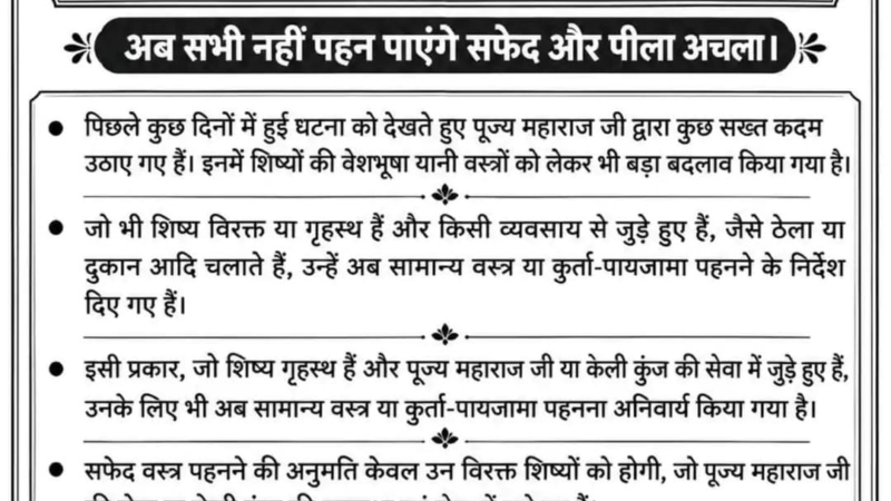 रसिक दुलारी शरण की मौत के बाद केली कुंज में बदली साधकों की वेशभूषा